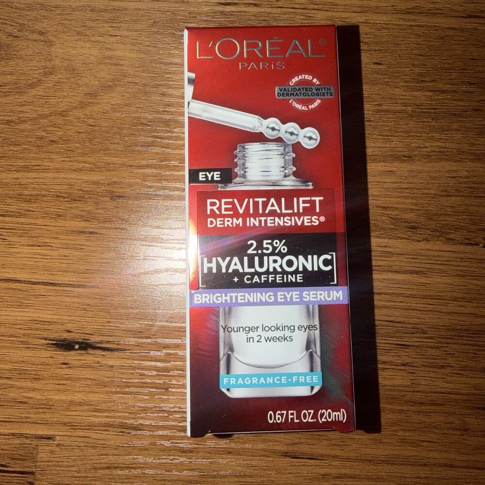 L’Oreal Revitalift 2.5% Hyaluronic Acid + Caffeine Eye Serum .67 oz NIB